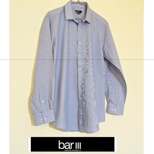 Bar lll Mens Blue Pinstripe M 15.5 32/33 Slim Fit